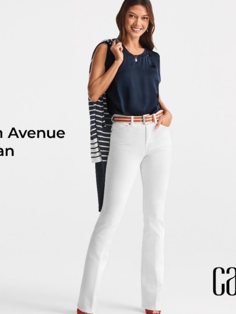 CAbi White Straight-Leg Jeans with Clean Silhouette